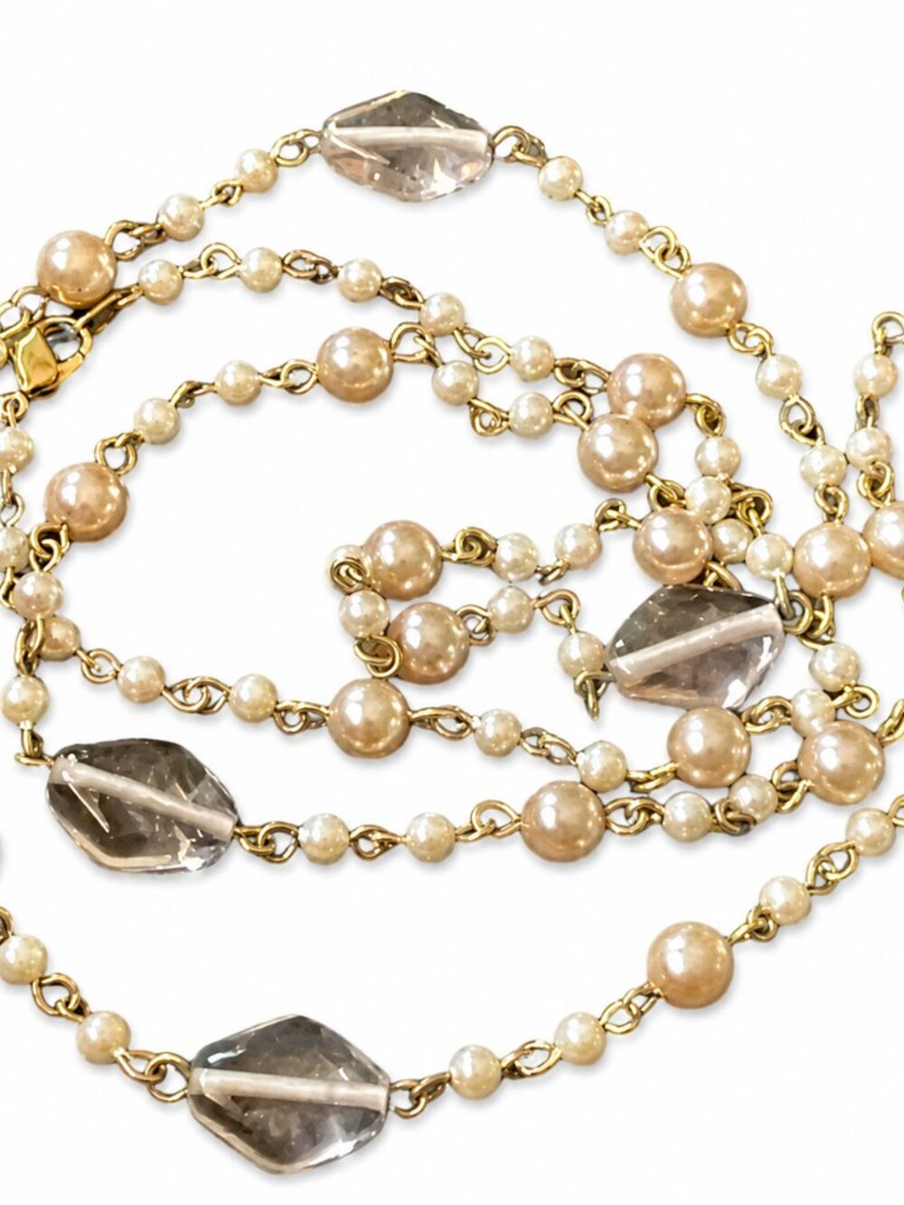 Faux Pearl and Glass Bead long Station Necklace